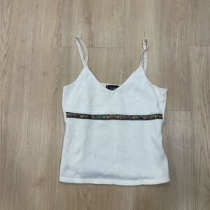 Vintage Y2K DSG cream sequin boho tank size medium